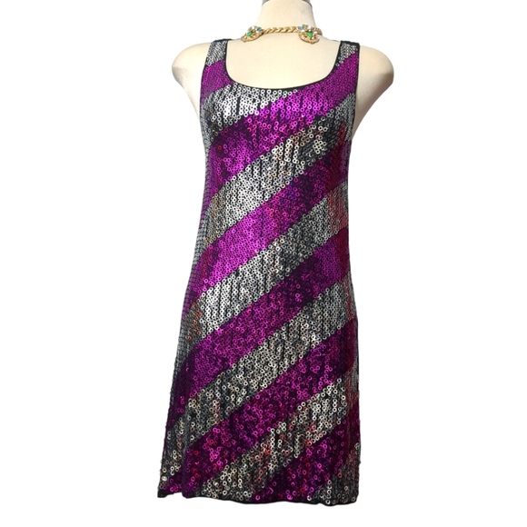 H&M Kids silver purple black sequins midi dress size 14 - Picture 4 of 9